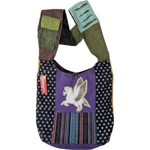 NWT Patchwork Pegasus Festival Sling Bag | 100% Cotton | Handmade Boho Crossbody
